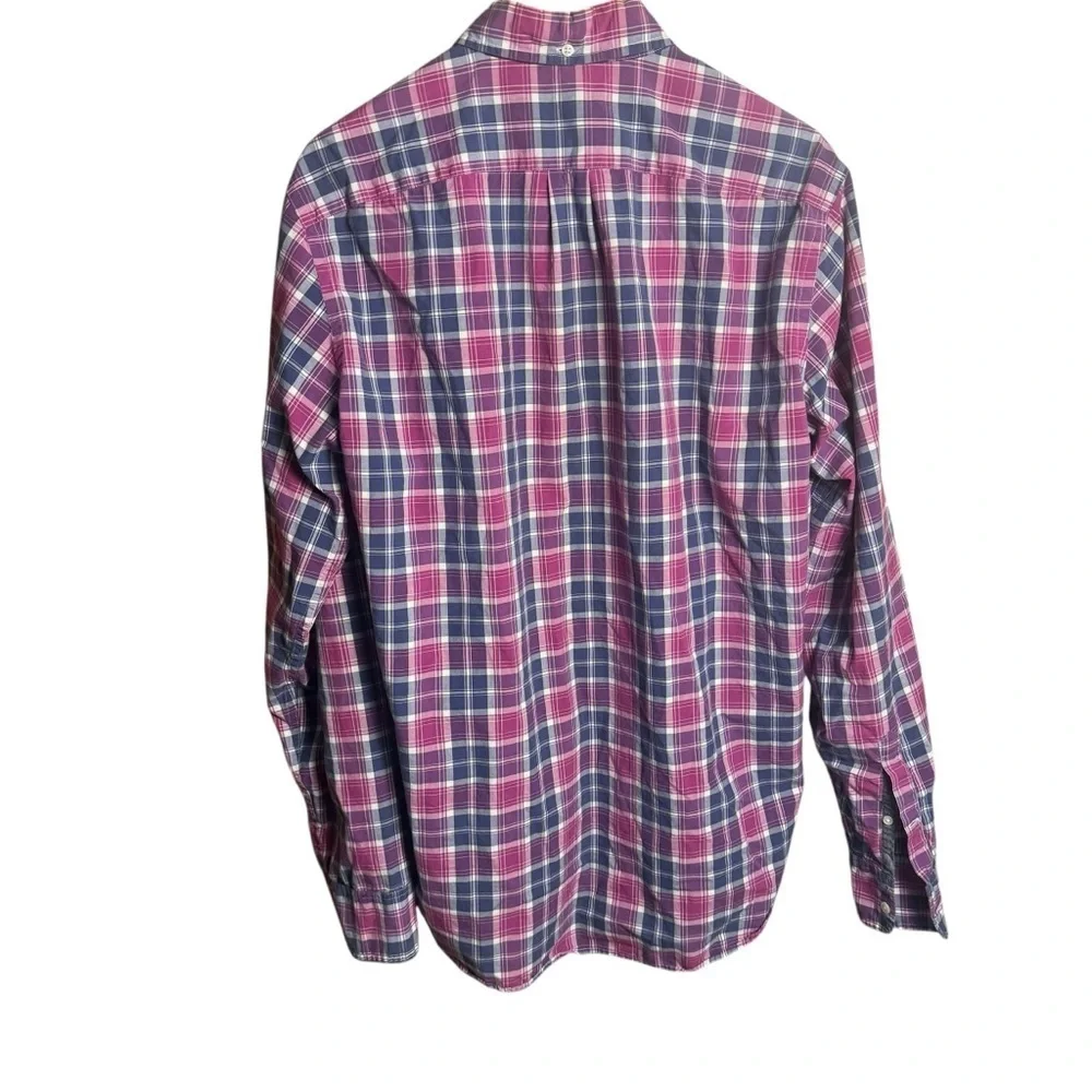 J.Crew Tartan Plaid Button Down Shirt Men’s LT Blue Pink Long Sleeve Casual